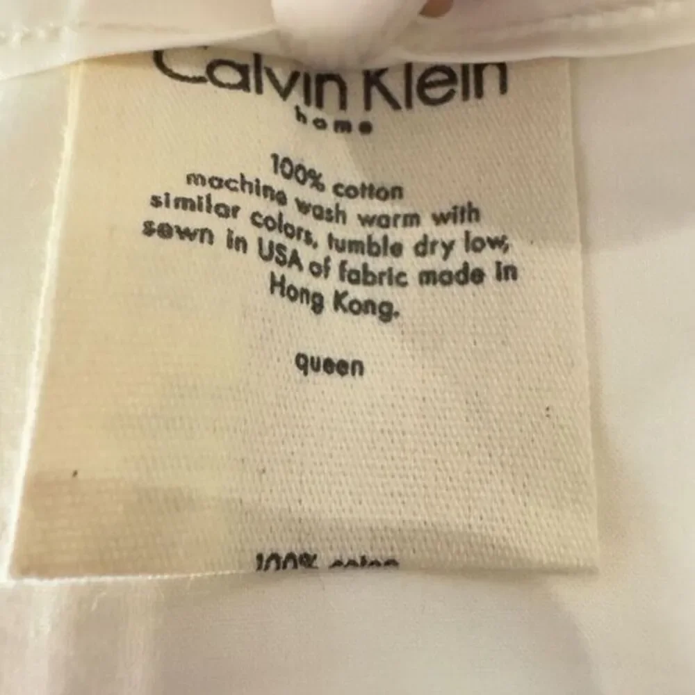 NOS Calvin Klein Home QUEEN Egyptian Cotten Sateen Cream Ivory Flat Sheet‎ VTG